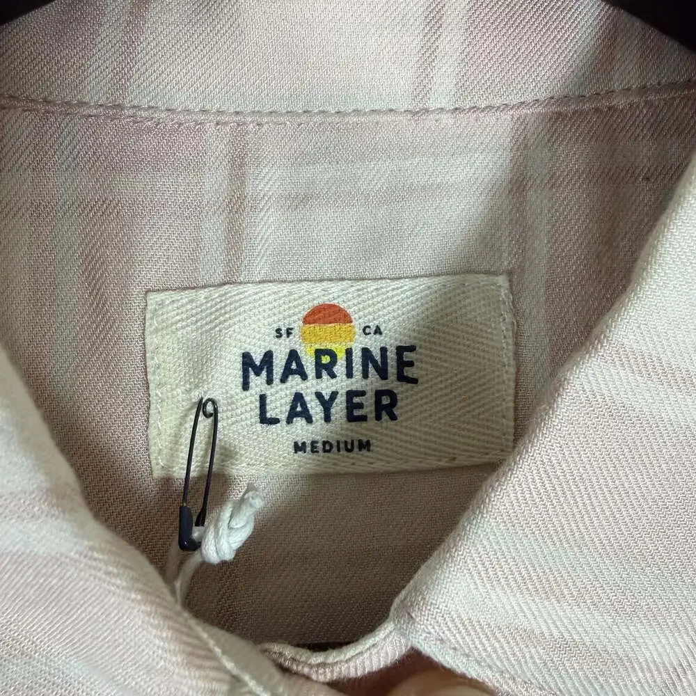 Marine Layer Shirt Womens Medium Paige Button Down Ash Rose Plaid NWT Summer